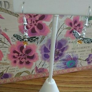 Silver Butterfly pierced earrings